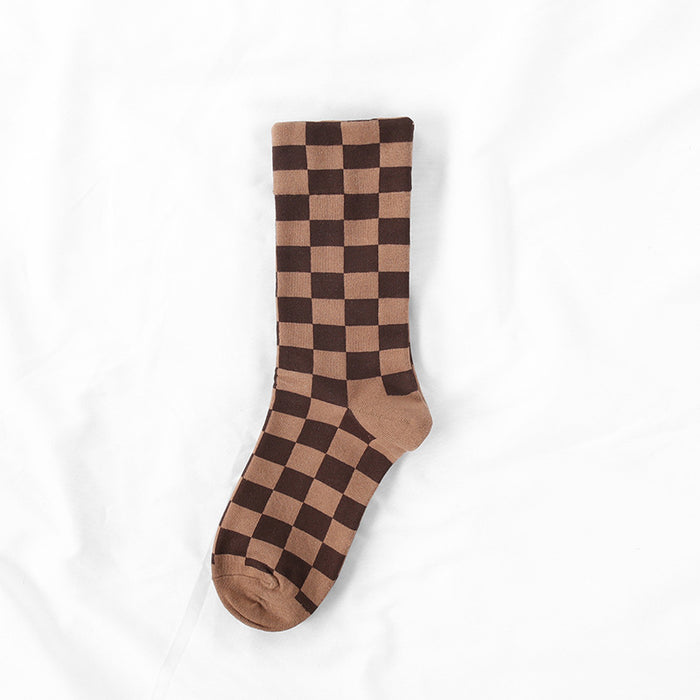 Wholesale New Chessboard Socks, Mid Socks, Trendy Cotton Socks, Socks