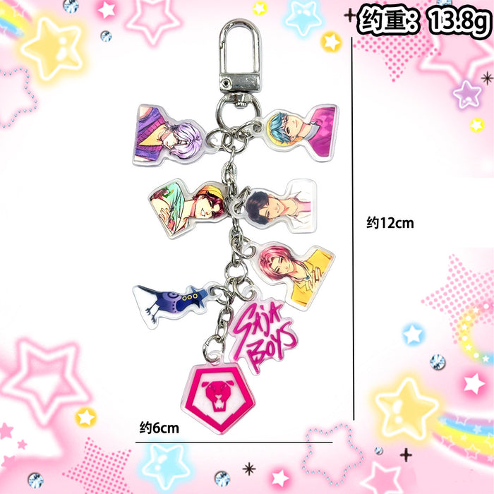 Wholesale Long string of cute K-pop cartoon character acrylic keychains