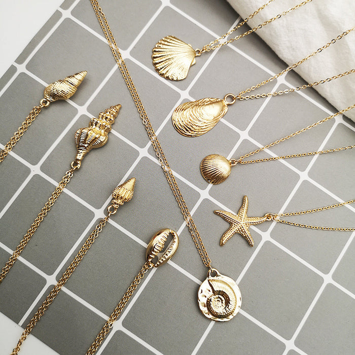 Wholesale Alloy Shell Necklace Exaggerated Personalized Jewelry