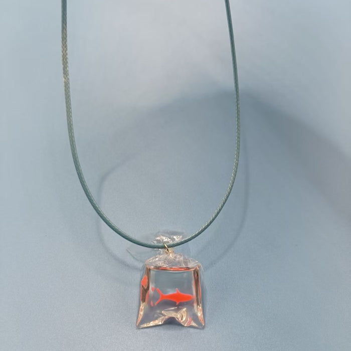 Wholesale children's fun creative cute goldfish necklace transparent fish pendant