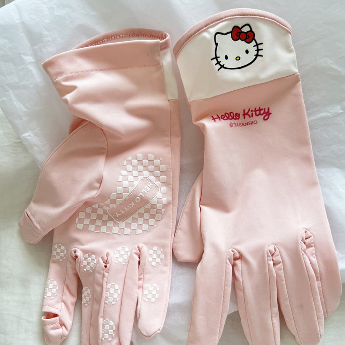 Wholesale Summer Sunscreen Ice Silk Non-slip  Gloves Cute Full-finger Thin Anti-driving Gloves