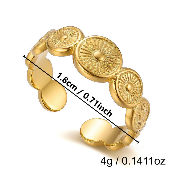 Wholesale Flower Sun Spiral Stainless Steel Open Ring Chic Fashion Jewelry Accessory