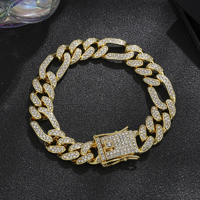 Wholesale Alloy Heavy Industry Full Diamond Cuban Chain Diamond Set Necklace