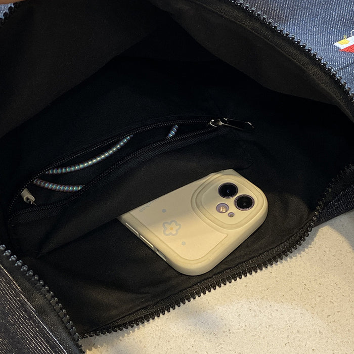 Wholesale Cowboy crossbody bag versatile embroidered single shoulder tote bag simple canvas bag