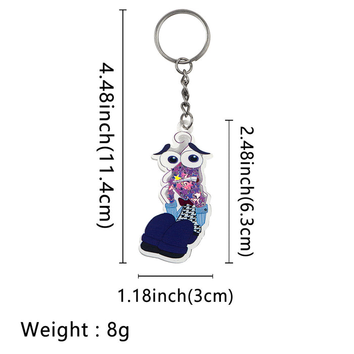 Wholesale Cartoon Acrylic Shaker Liquid Sand Keychain