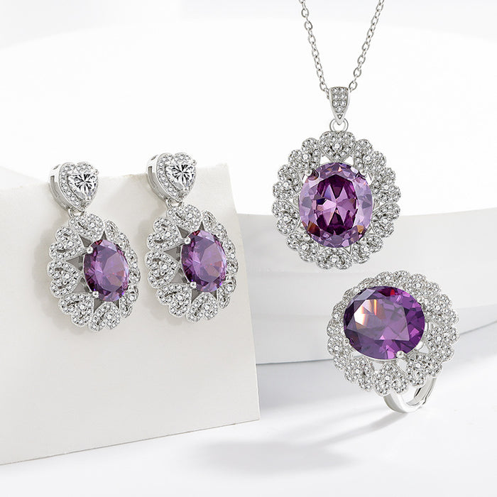Wholesale Oval Drill Amethyst Pendant Necklace