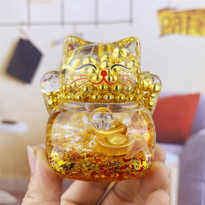 Wholesale Oil Drops Liquid Sand Bottle Acrylic Oil Ornaments Dripping Lucky Cat Oil Leakage Small Gift