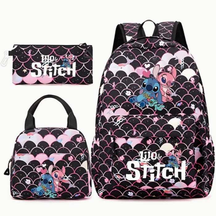 Wholesale Colorful cartoon pattern three-piece set casual large-capacity student backpack bags