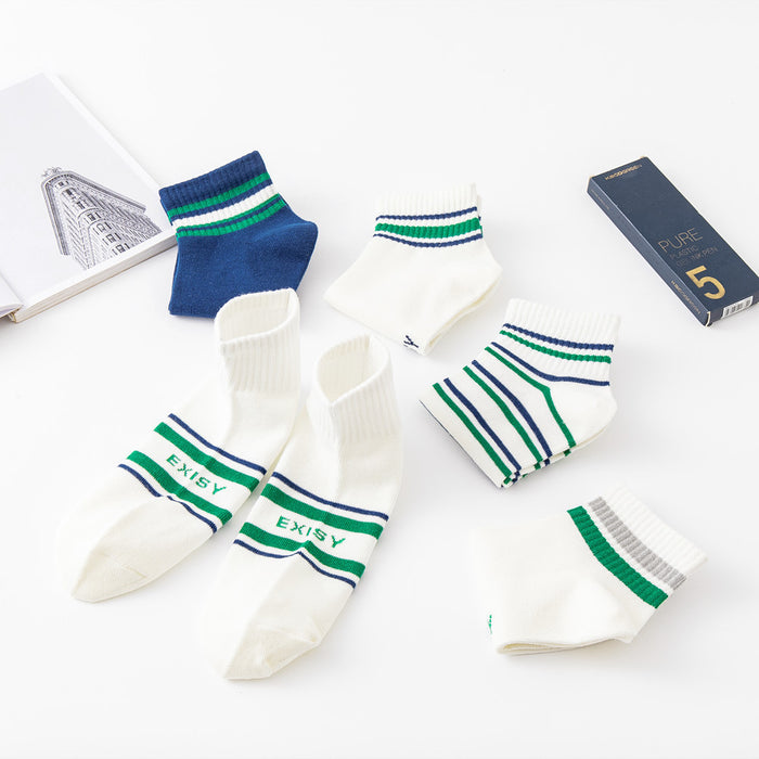Wholesale Short tube men's socks, fashionable striped socks, casual and comfortable cotton socks, breathable and personalized