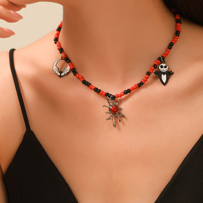 Wholesale Halloween Bead Necklace Fashion Versatile Ghost Pumpkin Bead Necklace