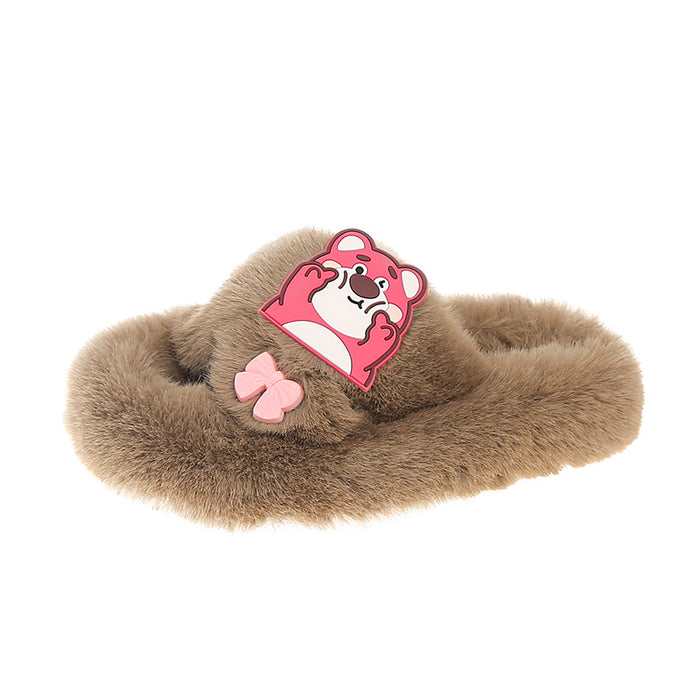 Wholesale Cartoon bear cute home thick-soled cotton-padded shoes slippers outerwear f slippers