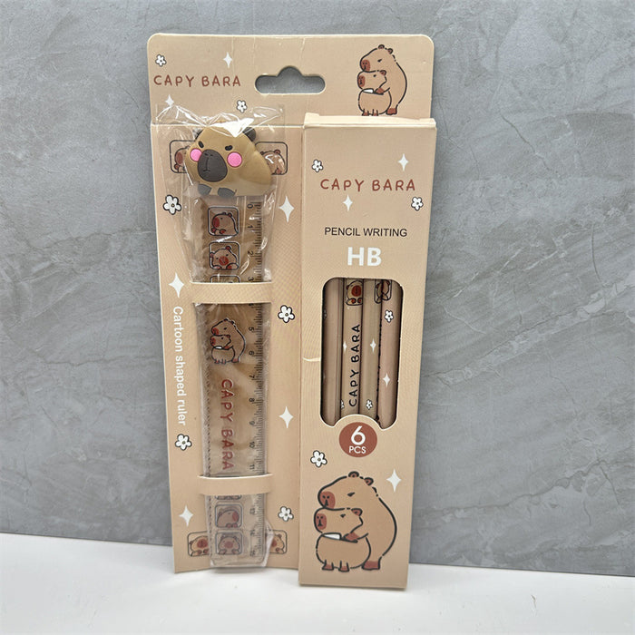 Wholesale 24pcs/set Silicone Straight Foot Wood Pencil Combination Children's Dolphin Stationery Set Gift