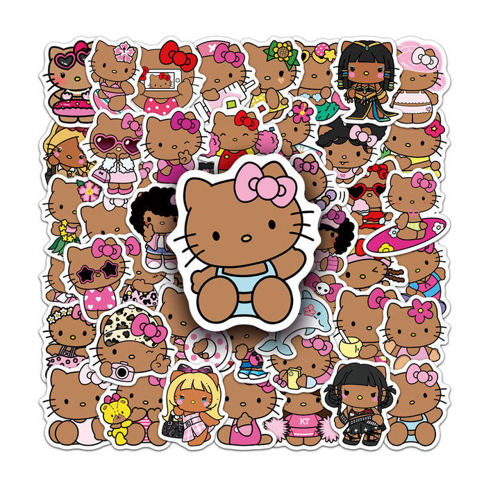 Wholesale 50pcs Black cat graffiti stickers for cute cartoon decorations for mobile phones,  notebooks,  and luggage stickers