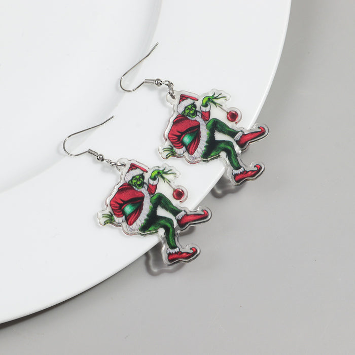 Wholesale Christmas Snowman Print Earrings JDC-ES-ChouD026