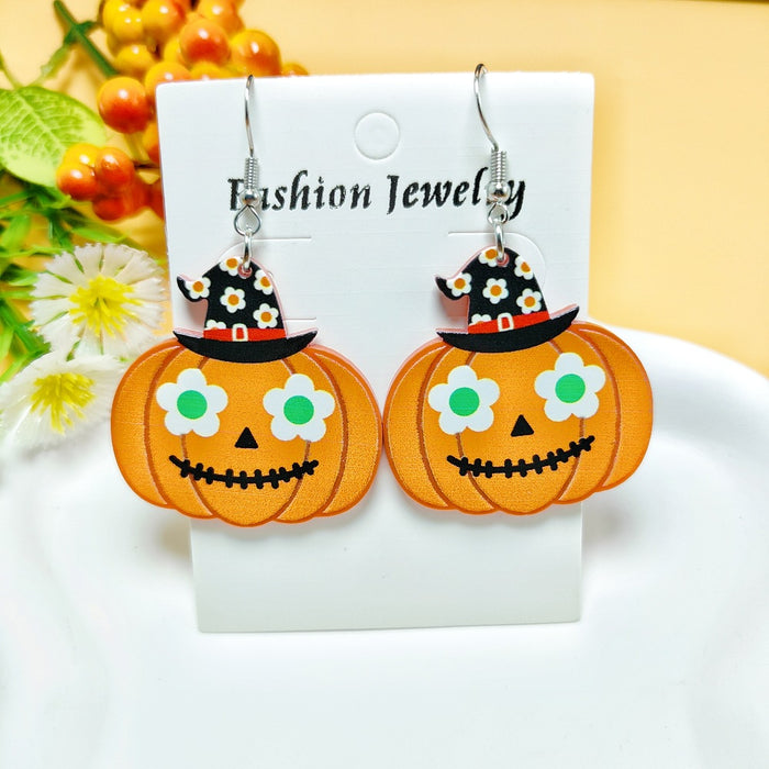 Wholesale Halloween Pumpkin Ghost Style Acrylic Earrings JDC-ES-QiYu003