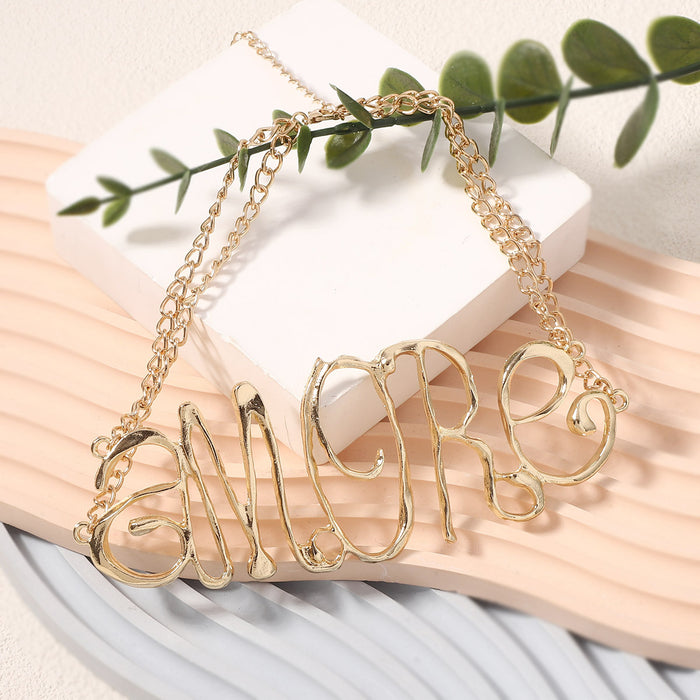 Wholesale Irregular letter clavicle chain metal exaggerated high sense