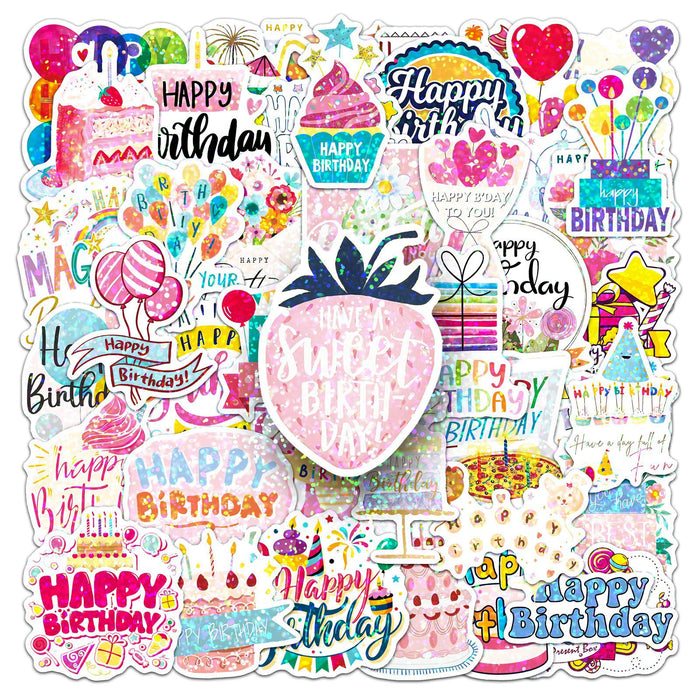 Wholesale 50 birthday glitter film laser cartoon creative stickers