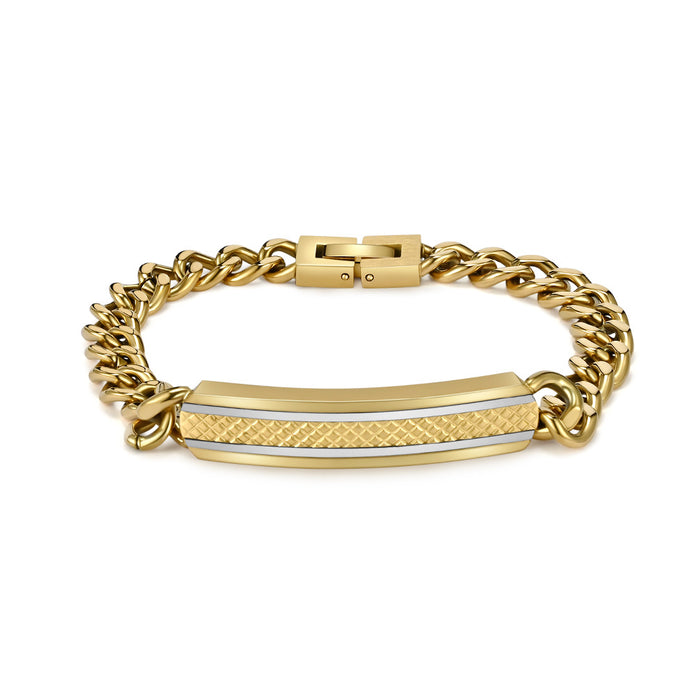 Wholesale Stainless steel grid brushed bracelet with a light luxury and high-end feel, fashionable design, simple and concealed buckle