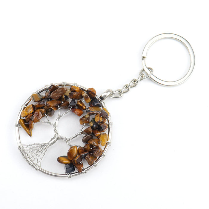 Wholesale Natural Crushed Stone Crystal Tree Root Life Tree Pendant Keychain Bag Pendant Keychain K04 JDC-KC-HXu002