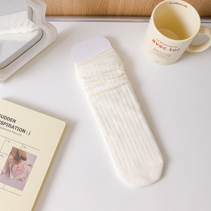 Wholesale Mid length socks with drawstring ballet style, solid color boneless cotton socks