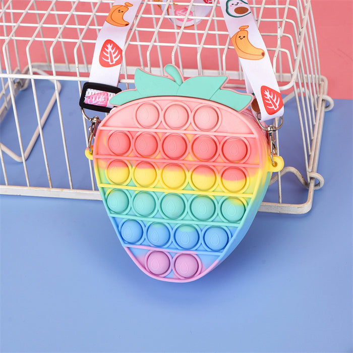 Wholesale Cute Silicone Crossbody Wallet for Girls Red Strawberry Bow Design
