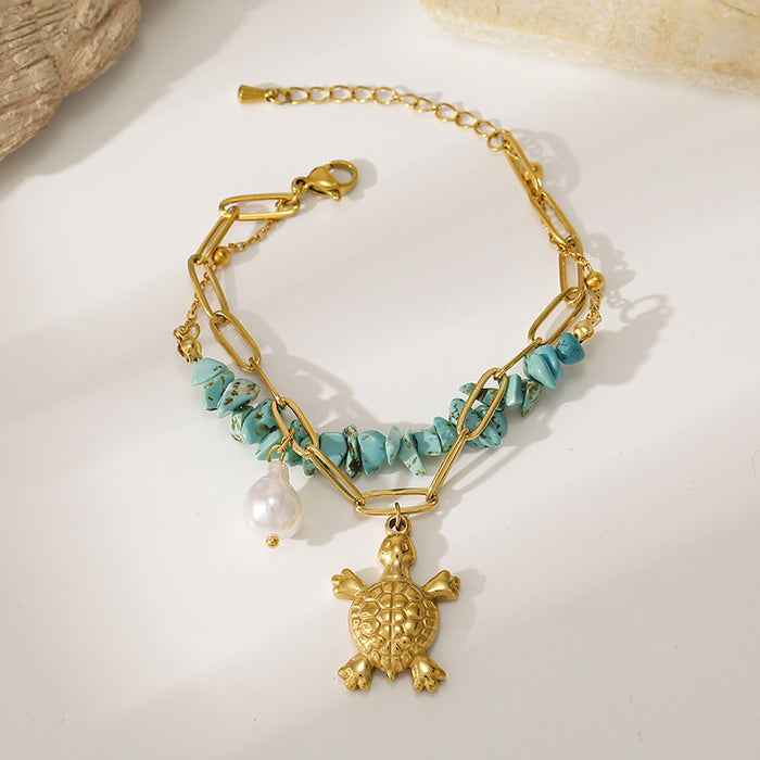 Wholesale Stainless Steel Turtle Design Bohemian Layered Bracelet