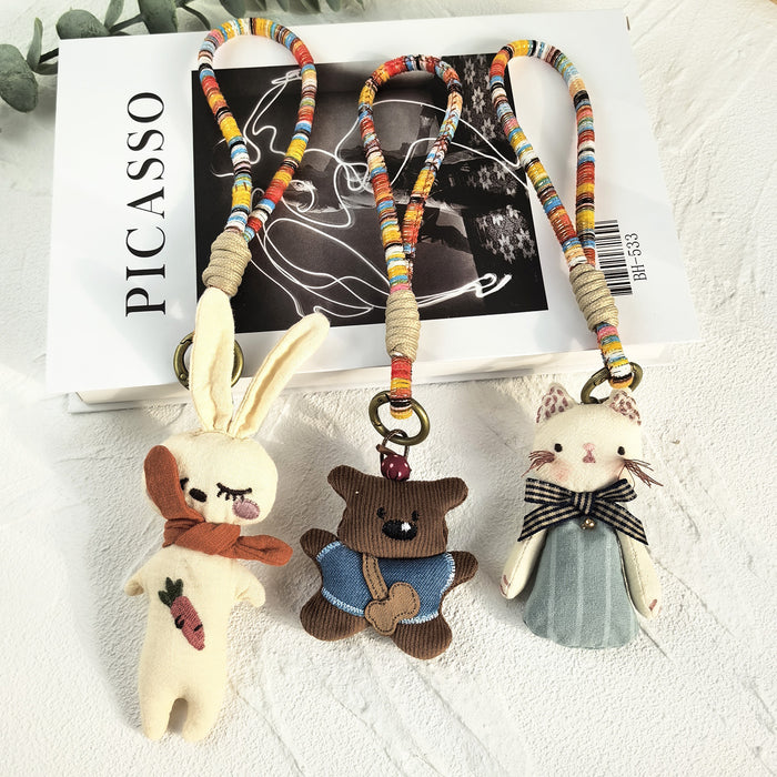 Wholesale Handmade Cartoon Animal Fabric Keychain Bag Charm - Cute Little Bear Pig Duck MOQ≥2