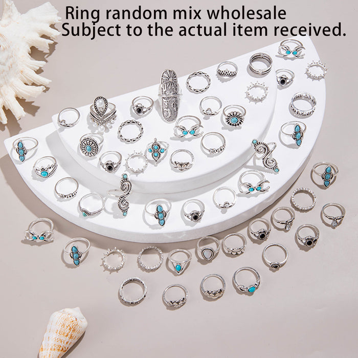 Wholesale 2pcs Ethnic Style Flower Turquoise Vintage Ring Set