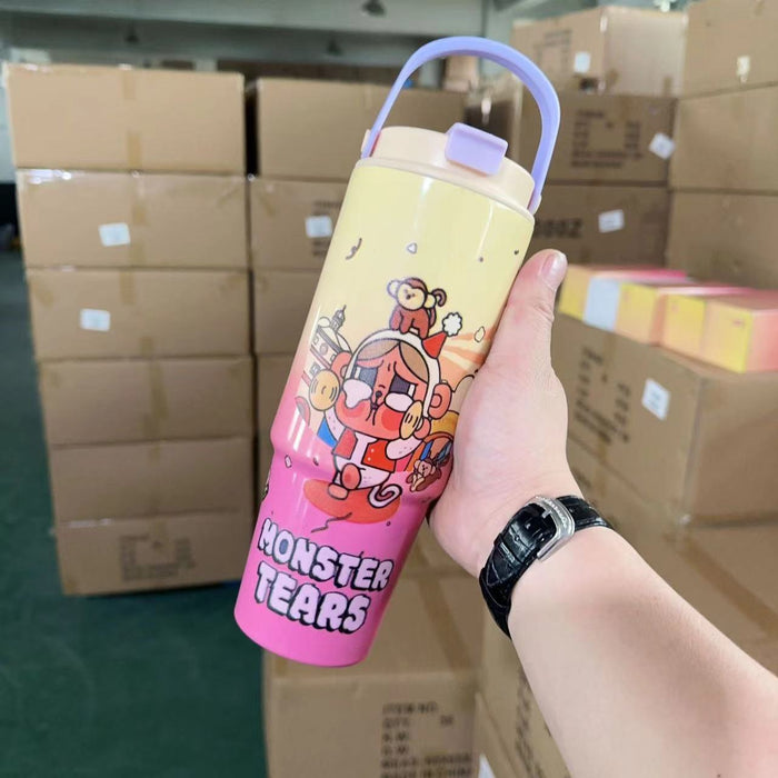 Wholesale Cartoon 30oz  304 stainless steel straw thermos cup