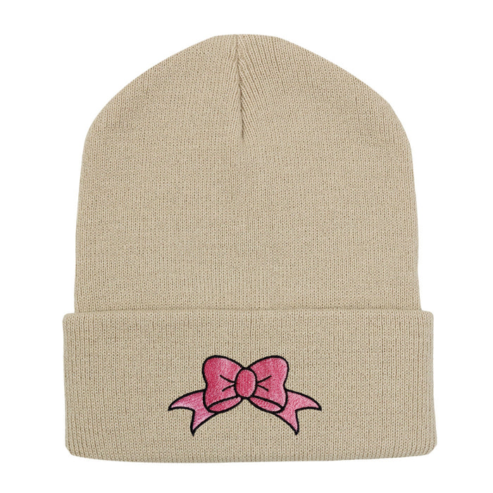 Wholesale Bow Embroidery Acrylic Knitted Hat JDC-FH-HaiPu009