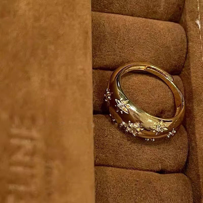 Wholesale Flash Diamond Retro brushed Wide Edition Ring