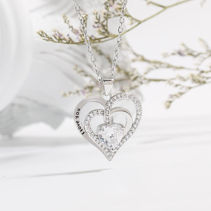 Wholesale Heart necklace Women's  Valentine's Day gift love rose necklace Double Layer Love