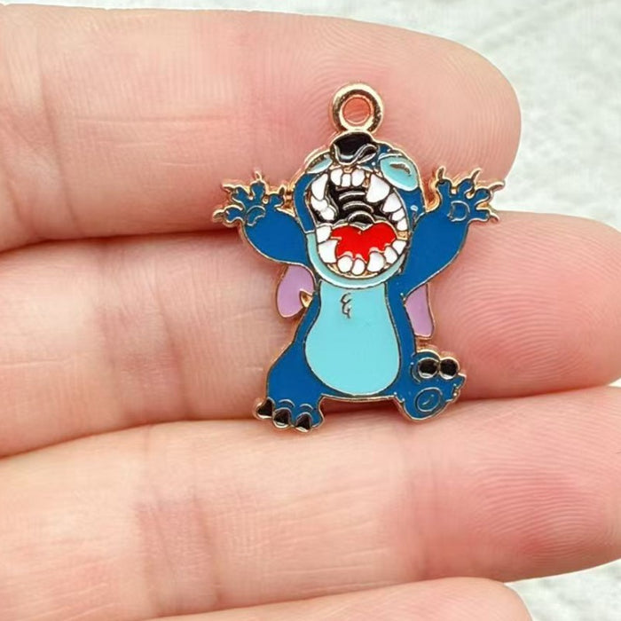 Wholesale 10pcs Cartoon Couple DIY Jewelry Accessories Alloy Enamel Pendant Keychain Earrings