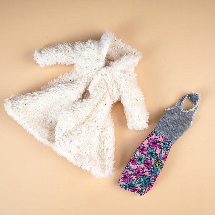 Wholesale Fur plush vest coat skirt suit dress doll clothes