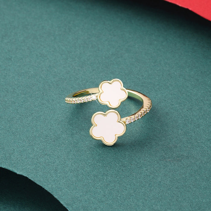 Wholesale Alloy Five Petal Flower Open Ring JDC-RS-ZhuoM003