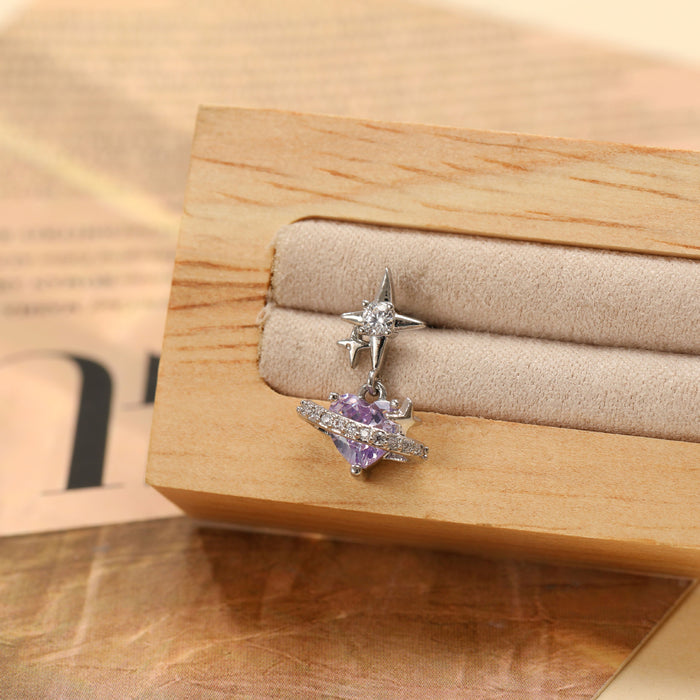 Wholesale Women's Titanium Steel Four-Pointed Star Heart Earrings