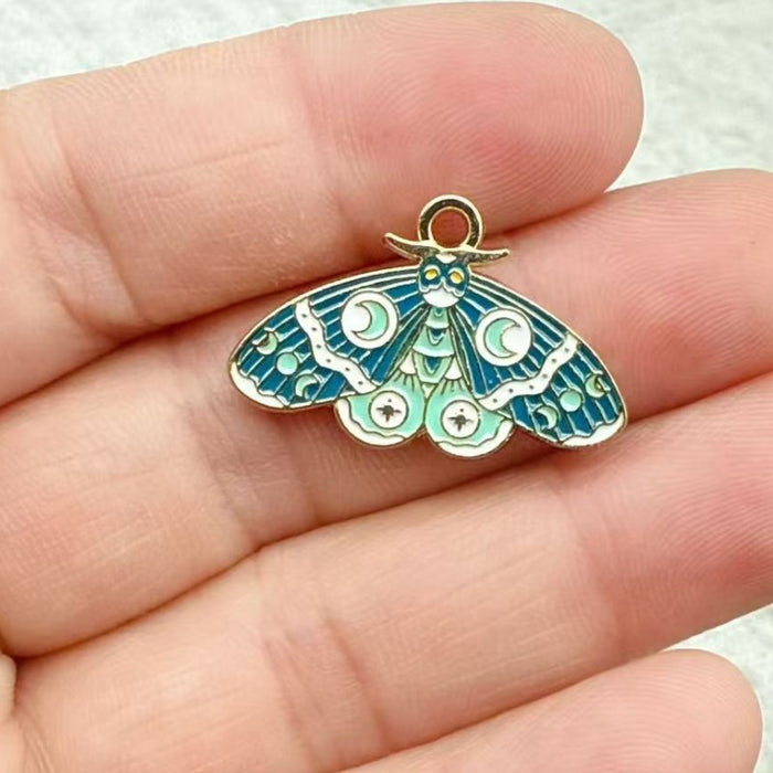 Wholesale 10pcs Colorful Alloy Butterfly and Moth DIY Bracelet Necklace Keychain Pendant