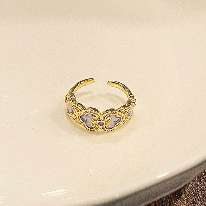 Wholesale Butterfly patterned ring, niche, retro, exquisite, high-end, layered ring