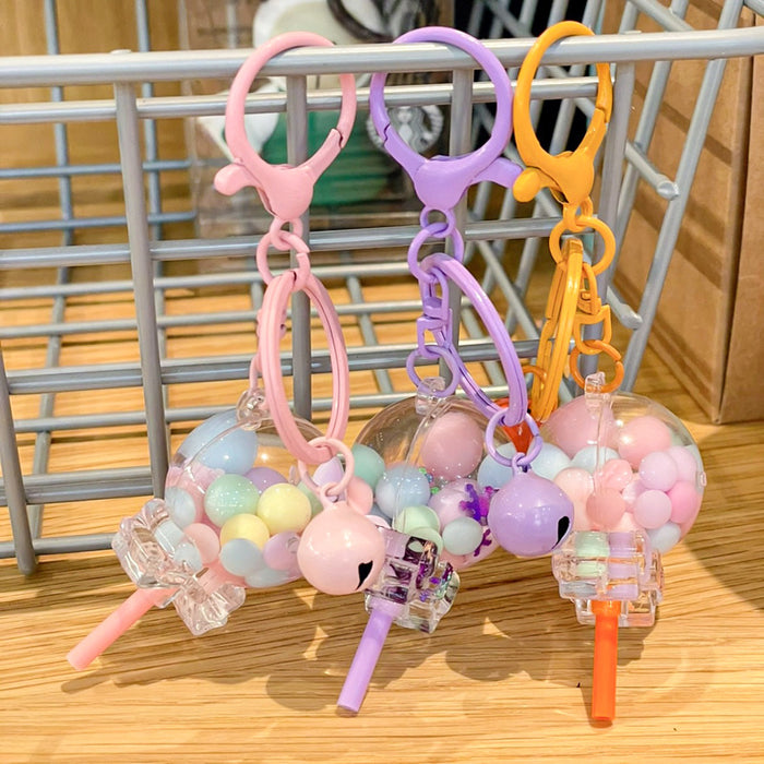 Wholesale Creative oil colored bead lollipop keychain cute cartoon car couple bag pendant small gift