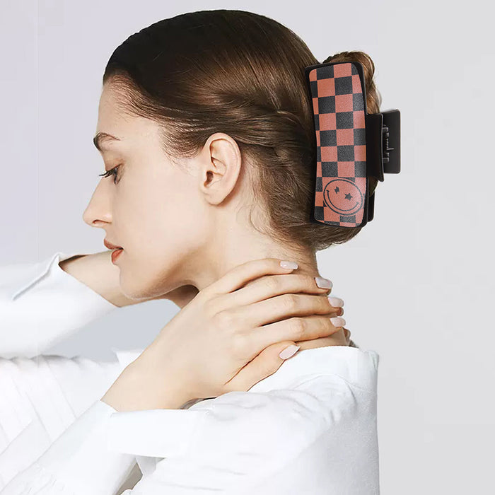 Wholesale red black chessboard square Hair Clips