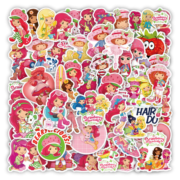 Wholesale 50pcs Cartoon Cute Strawberry  Stickers Decorative Notebook Luggage Motorcycle Waterproof Stickers