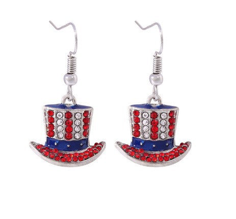 Wholesale Acrylic US Flag Heart Earrings Independence Day Party Jewelry Fashion Accessory for Resale