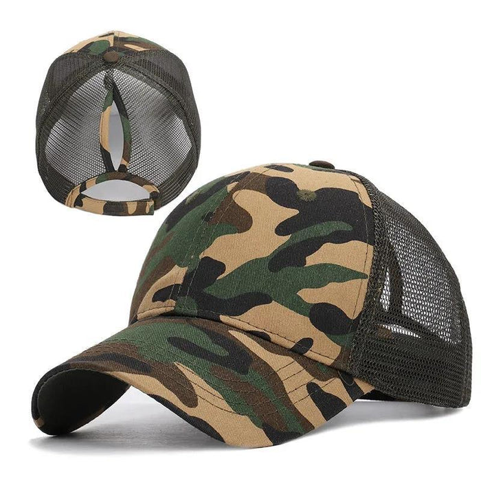 Wholesale Open ponytail camouflage pattern cap Women's Outdoor running fitness  baseball cap breathable sunshade cap