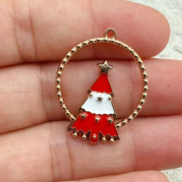 Wholesale 10pcs New oil-drip Christmas-themed alloy accessories  cartoon snowman  reindeer,   DIY pendant accessories