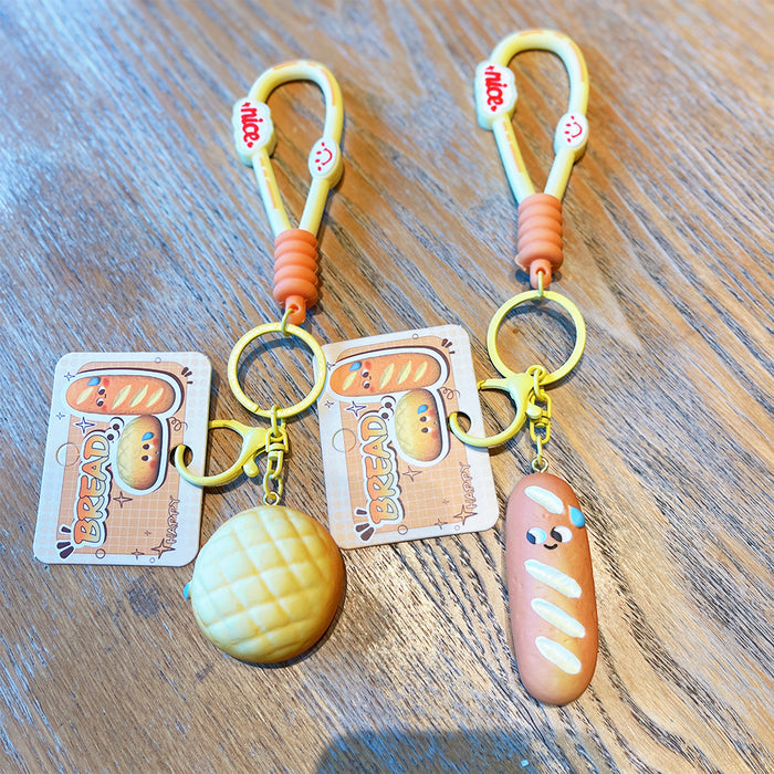 Wholesale Resin bread keychain doll pendant cute student bag car pendant keychain