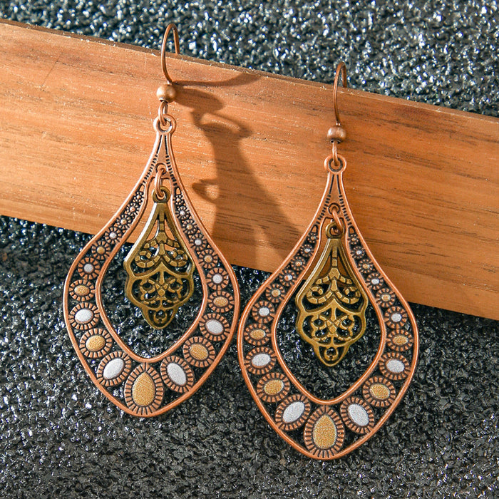 Wholesale Retro Bohemian Turquoise Tassel Earrings Zinc Alloy Fashion Accessory MOQ≥2