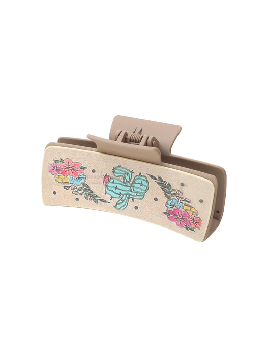 Wholesale Western Wind Letter Mom Cactus Sunflower Leather Shark Clip Hairpin Women' s Grab Clip