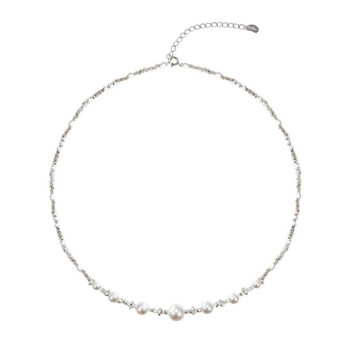 Wholesale Retro style pearl shattered silver necklace, light luxury, high-end feel, necklace temperament, versatile collarbone chain