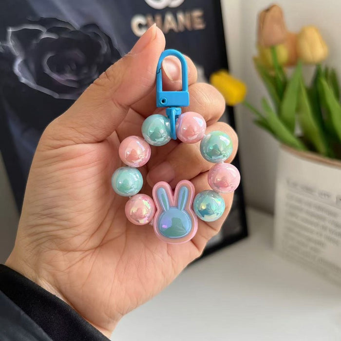 Wholesale Wholesale Fashion Electroplating Colorful Keychain Small Pendant Personalized and Versatile DIY Handmade Beaded Keychain