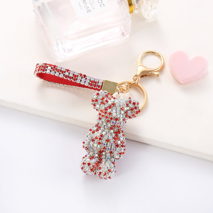Wholesale Cartoon Rhinestone  Plush Keychain Cute Key Ring